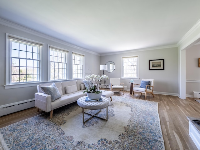 27 Powderhorn Dr, Ridgefield, CT 06877 - living area featuring ornamental molding, wood finished floors, and baseboards