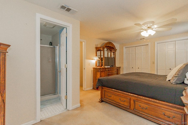 37 Sage Dr, Berlin, CT 06037 - bedroom with multiple closets, baseboards, ceiling fan, and light colored carpet