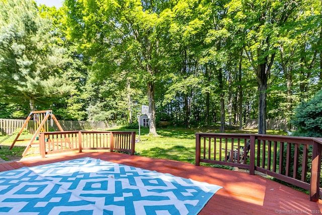 37 Sage Dr, Berlin, CT 06037 - wooden terrace featuring a playground