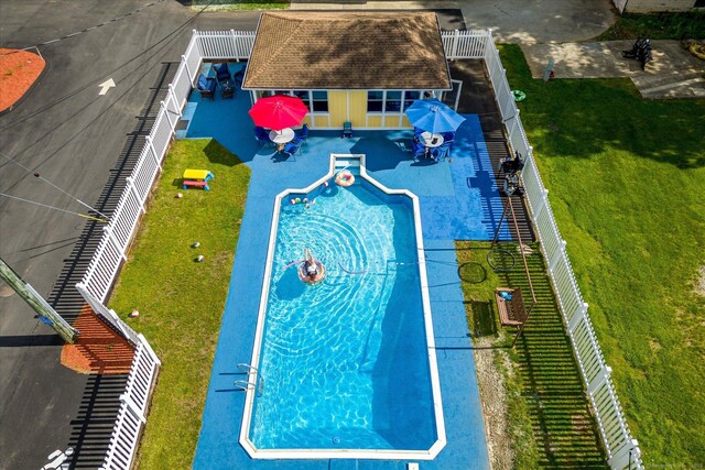 34 Pleasant St Unit 6, Plainfield, CT 06374 - aerial view of property and surrounding area featuring a pool area