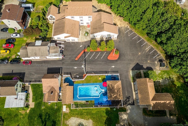 34 Pleasant St Unit 6, Plainfield, CT 06374 - aerial perspective of suburban area featuring a pool area