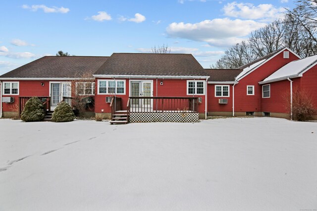 415 Lady Bug Ln Unit 415, Vernon, CT 06066 - view of front of house with a deck, french doors, and a shingled roof