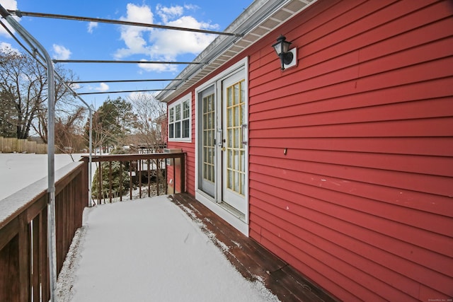 415 Lady Bug Ln Unit 415, Vernon, CT 06066 - snow covered deck featuring french doors