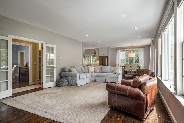 12 Stanton Ct, Madison, CT 06443 - living room with wood finished floors, recessed lighting, and french doors