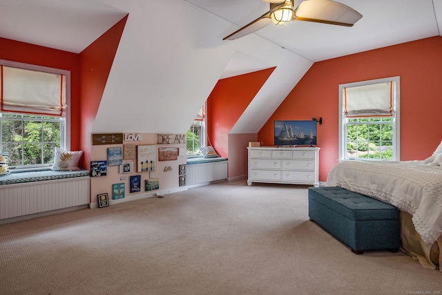 12 Stanton Ct, Madison, CT 06443 - bedroom with lofted ceiling, carpet, and ceiling fan