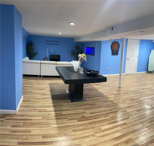 665 W Main St, West Haven, CT 06516 - game room with wood finished floors, baseboards, and recessed lighting