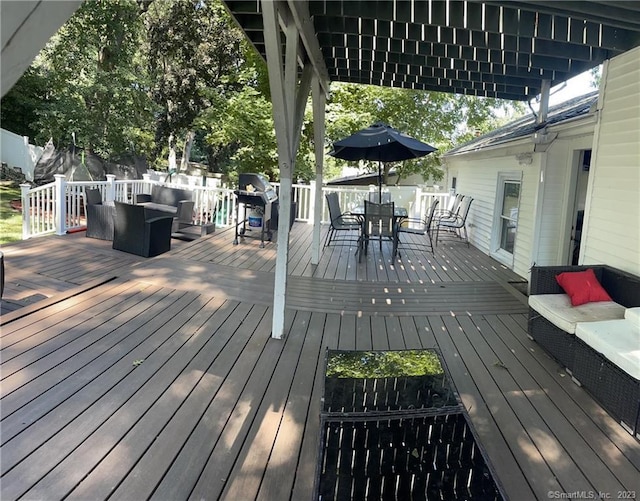 665 W Main St, West Haven, CT 06516 - deck featuring outdoor dining space, an outdoor living space, and a grill