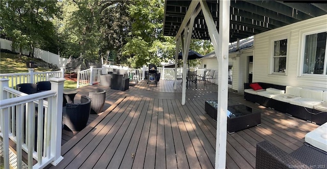 665 W Main St, West Haven, CT 06516 - wooden deck with an outdoor hangout area