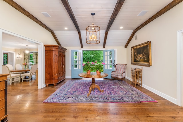 37 Salisbury Rd, Darien, CT 06820 - entrance foyer featuring a chandelier, wood finished floors, baseboards, and wooden ceiling
