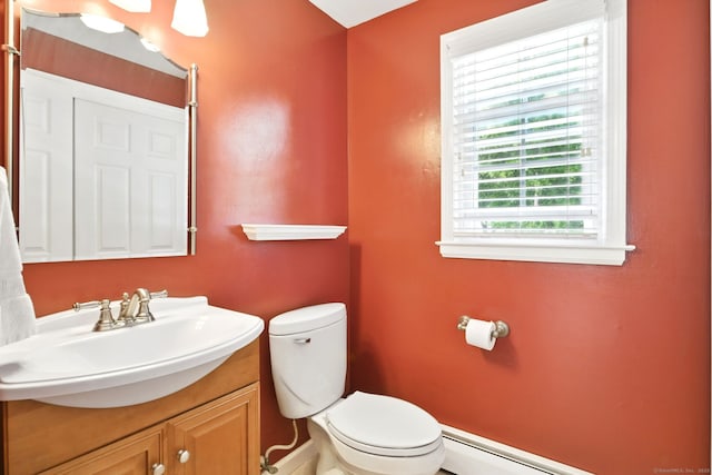 5 Crabapple Rd, Windsor, CT 06095 - half bath featuring vanity, toilet, and a baseboard heating unit