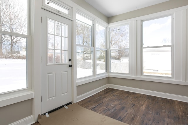 24 Manning St, New Fairfield, CT 06812 - doorway featuring baseboards, dark wood-style floors, and healthy amount of natural light