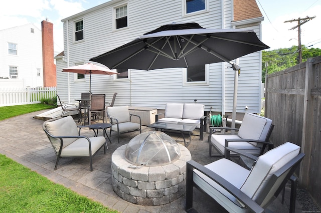 89 Bigelow St, Manchester, CT 06040 - view of patio / terrace with an outdoor living space with a fire pit
