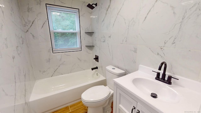 77 Hemlock St, Manchester, CT 06040 - bathroom featuring tile walls,  shower combination, toilet, and vanity