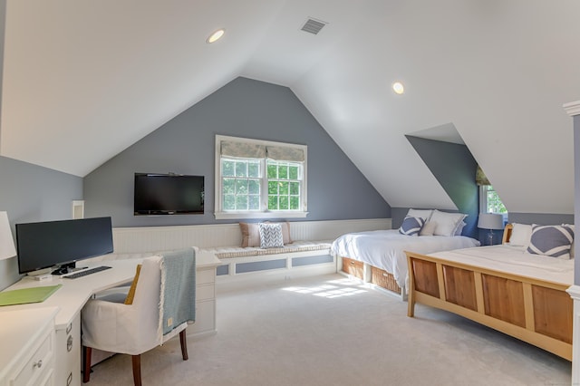 68 Topstone Rd, Ridgefield, CT 06877 - bedroom with multiple windows, light colored carpet, lofted ceiling, and an office area