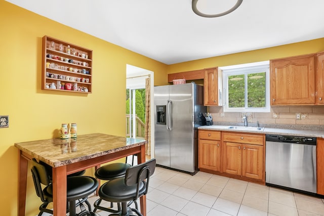 15 Amherst Pl, Stamford, CT 06902 - kitchen featuring appliances with stainless steel finishes, a sink, tasteful backsplash, and light countertops