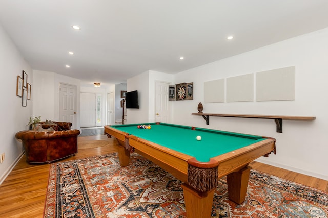 290 Fillow St, Norwalk, CT 06850 - rec room with wood finished floors, billiards, recessed lighting, and baseboards
