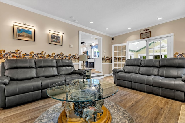 48 Shepherds Trl, Madison, CT 06443 - living area with wood finished floors, recessed lighting, and crown molding