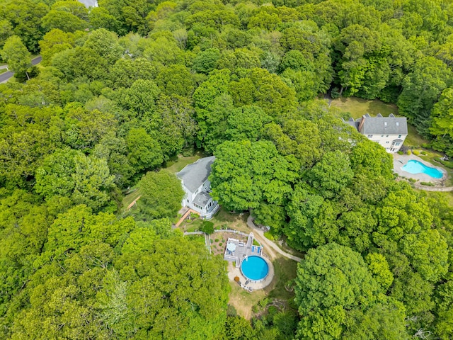 48 Shepherds Trl, Madison, CT 06443 - bird's eye view of a pool and a heavily wooded area