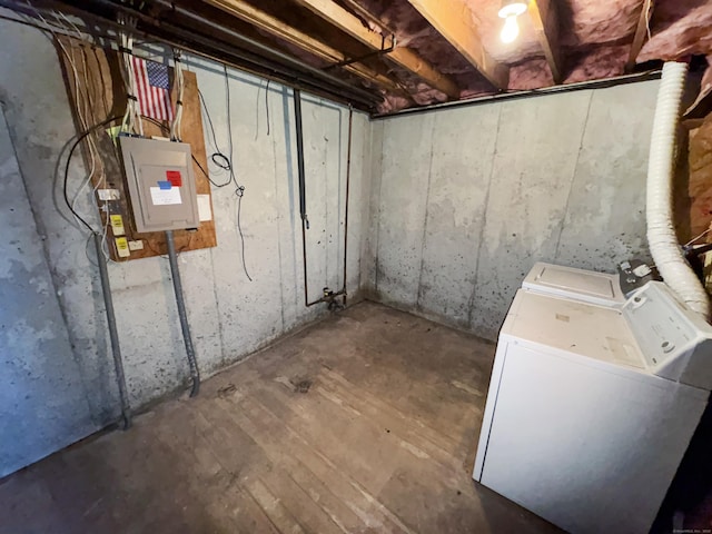 245 E Woodland St Apt 14, Meriden, CT 06451 - unfinished below grade area featuring electric panel and washer and clothes dryer