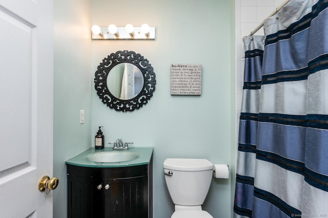 125 Longview Dr, Stratford, CT 06614 - full bath with vanity, toilet, and a shower with shower curtain