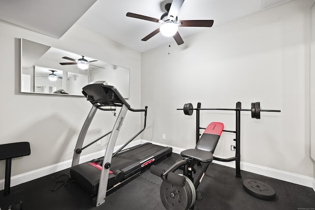 81 Aresco Dr, Middletown, CT 06457 - exercise area featuring a ceiling fan and baseboards