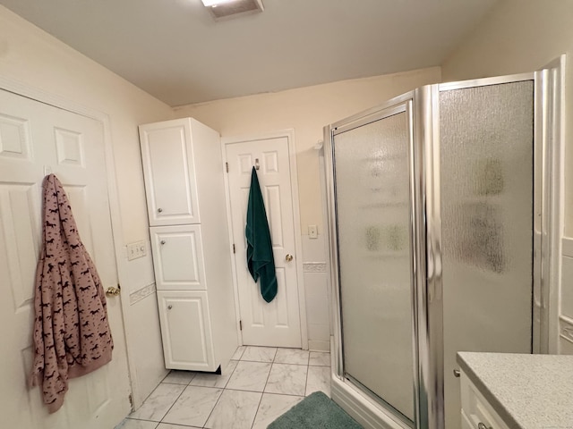 87 Munson Rd, Beacon Falls, CT 06403 - full bath with marble finish flooring, a shower stall, and vanity