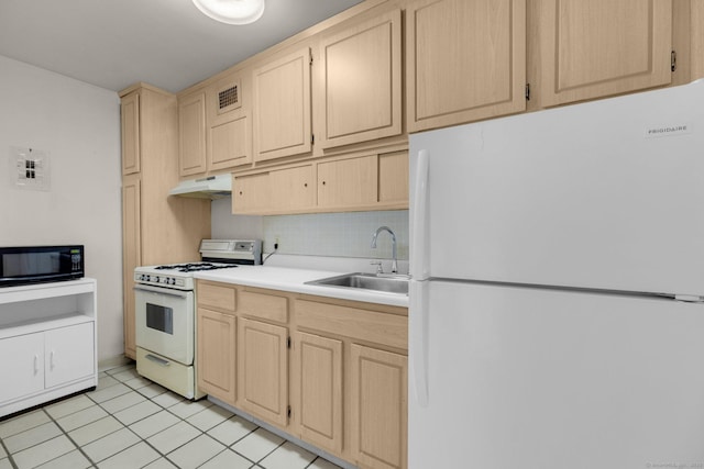 2625 Park Ave Unit 7R, Bridgeport, CT 06604 - kitchen featuring white appliances, a sink, and light brown cabinetry