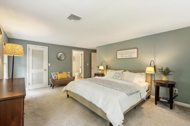 8 Buttonwood Dr, Simsbury, CT 06070 - bedroom with light carpet, connected bathroom, and a closet