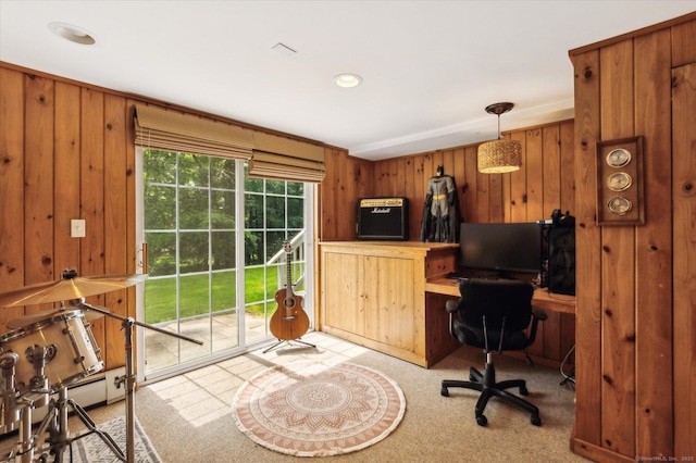 8 Buttonwood Dr, Simsbury, CT 06070 - office area featuring light carpet and wood walls