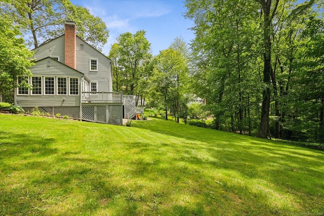 8 Buttonwood Dr, Simsbury, CT 06070 - view of grassy yard with a deck
