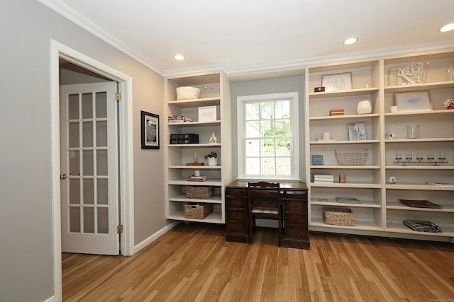 28 Shields Ln, Ridgefield, CT 06877 - sitting room with ornamental molding, wood finished floors, baseboards, and recessed lighting