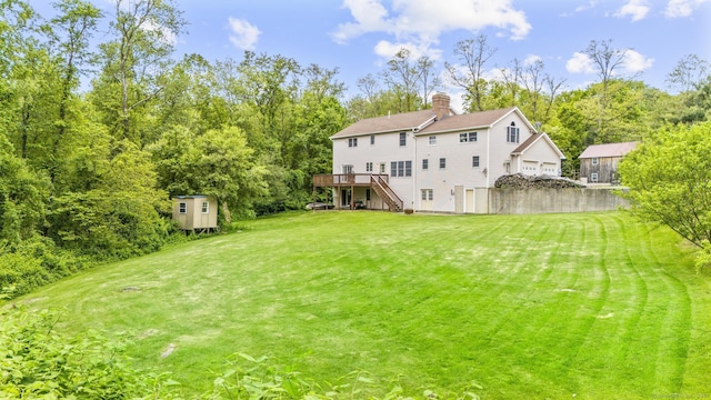 290 Amity Rd, Bethany, CT 06524 - view of green lawn with stairway and a deck