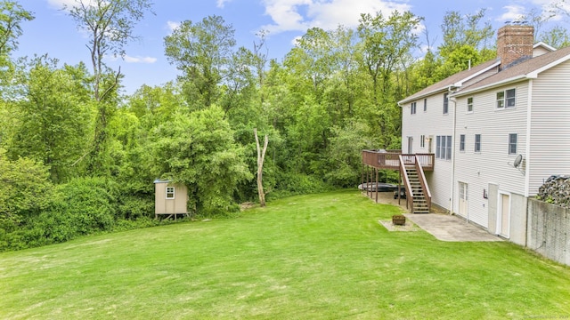 290 Amity Rd, Bethany, CT 06524 - view of green lawn with a wooden deck, a patio area, and stairs