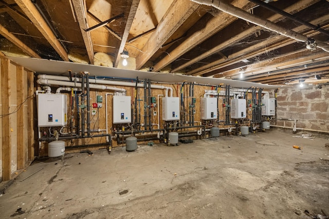 200 Bellevue St, Hartford, CT 06120 - unfinished basement featuring tankless water heater