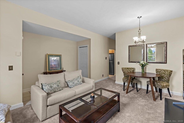 68 Morris St Unit 202, Hartford, CT 06114 - living room featuring a chandelier, baseboards, and light carpet