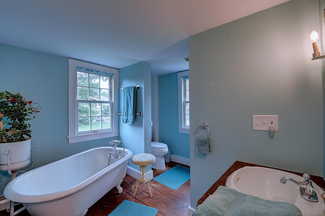 34 N Main St, Marlborough, CT 06447 - bathroom with a freestanding bath and wood-type flooring