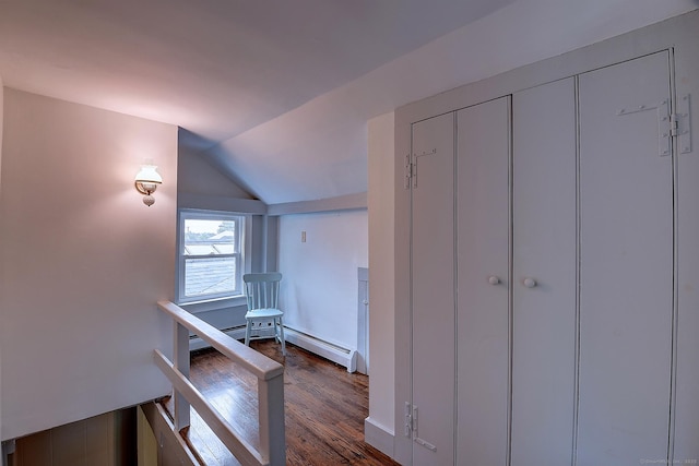 34 N Main St, Marlborough, CT 06447 - staircase with wood finished floors, vaulted ceiling, and baseboard heating