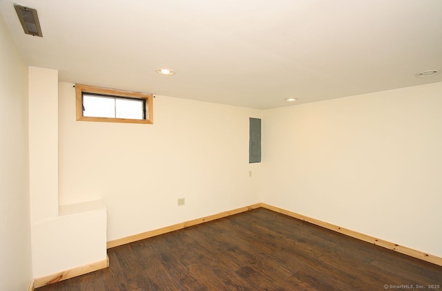 65 Bayberry Dr, Wallingford, CT 06492 - empty room with electric panel, dark wood finished floors, recessed lighting, and baseboards