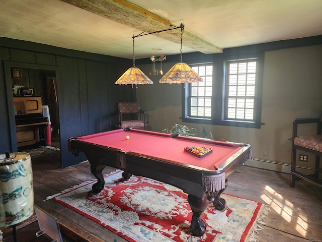 310 S Bigelow Rd, Hampton, CT 06247 - game room with wood-type flooring, billiards table, and beam ceiling