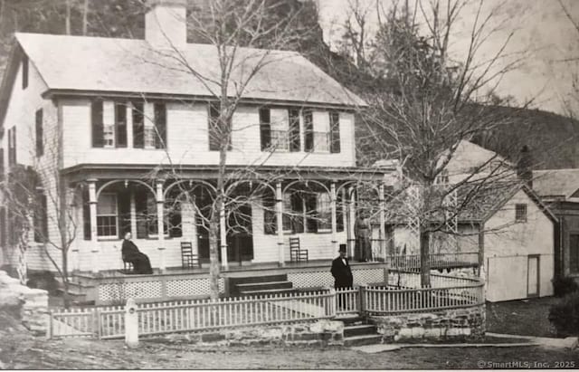 6 Landing Hill Rd, East Haddam, CT 06423 - view of front of property featuring a porch and a chimney