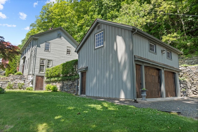 6 Landing Hill Rd, East Haddam, CT 06423 - back of property with a yard, board and batten siding, and driveway