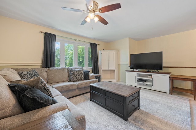 25 Parkwood Ave, Waterbury, CT 06708 - living area featuring ceiling fan and light colored carpet