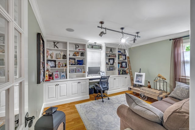 1 Freedman Dr, Norwalk, CT 06854 - office space featuring ornamental molding, built in study area, and light wood-style flooring