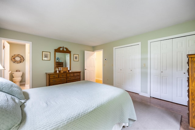 176 Prospect Hill Rd, Colchester, CT 06415 - bedroom with multiple closets, wood finished floors, ensuite bathroom, and baseboards