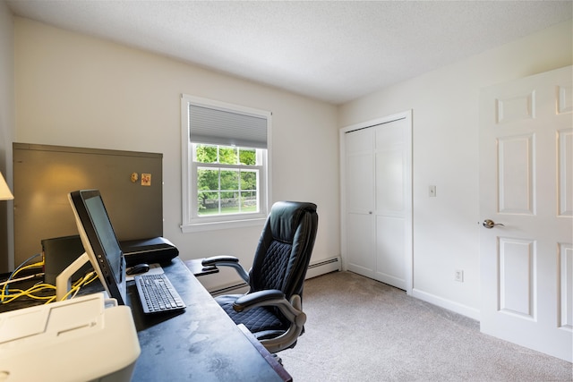 176 Prospect Hill Rd, Colchester, CT 06415 - carpeted home office with a baseboard radiator and baseboards