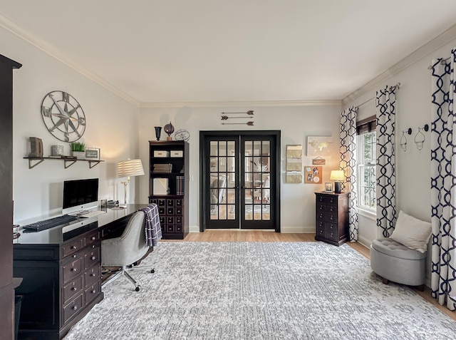 67 Melissa Ln, Prospect, CT 06712 - office area with wood finished floors, ornamental molding, and french doors