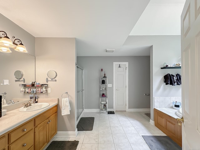 67 Melissa Ln, Prospect, CT 06712 - full bathroom with vanity, a stall shower, and tile patterned flooring