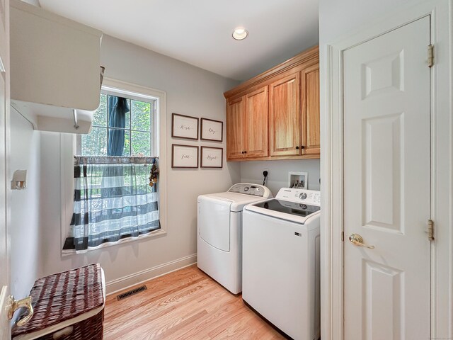 67 Melissa Ln, Prospect, CT 06712 - laundry room featuring cabinet space, washer and clothes dryer, light wood-style flooring, and recessed lighting