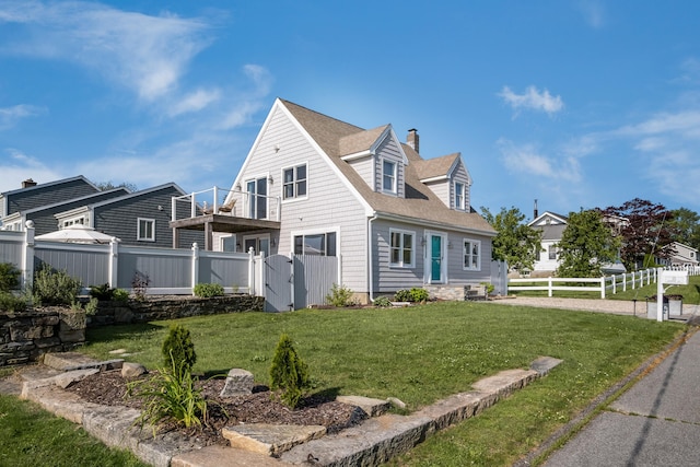 35 Soundview Ave, Old Saybrook, CT 06475 - view of front of home featuring a chimney, a gate, and a shingled roof