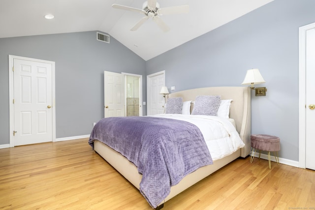 525 Bennetts Farm Rd, Ridgefield, CT 06877 - bedroom with lofted ceiling, light wood finished floors, baseboards, and ceiling fan